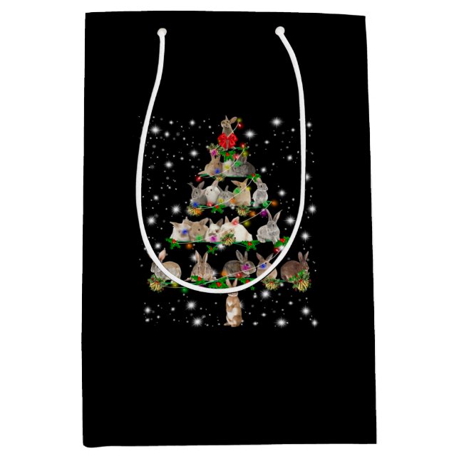 Weihnachtsbaum des Kaninchens mit Lichteinfall Mittlere Geschenktüte (Vorderseite)