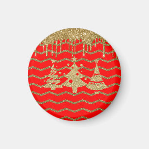 Weihnachtsbaum des Roten Glitzer Magnet