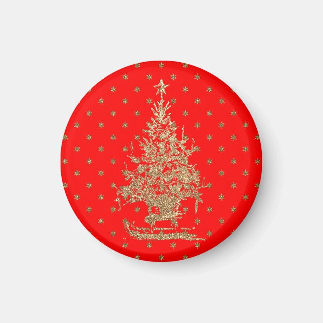 Weihnachtsbaum des Roten Glitzer Magnet (Vorne)