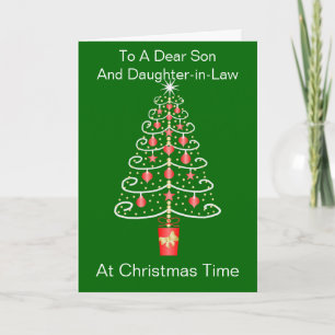 Weihnachtsbaum-Design Sohn und Schwiegertochter We Feiertagskarte