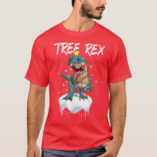 Weihnachtsbaum Dinosaur Fairy Lights Schneebaum Re T-Shirt