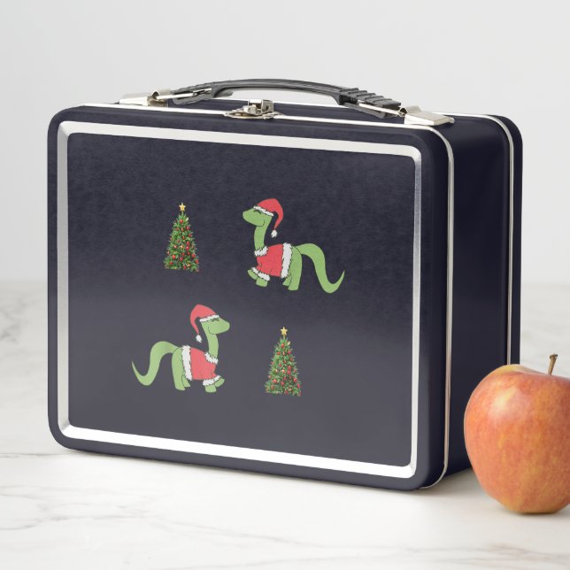 Weihnachtsbaum Dinosaur Metall Brotdose (Beispiel)