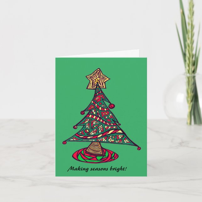 Weihnachtsbaum-Doodle-Karte Feiertagskarte (Vorderseite)