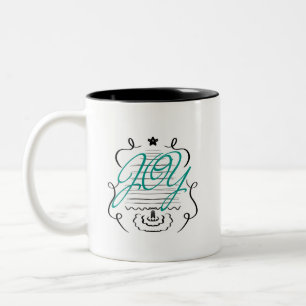 Weihnachtsbaum Doodles Whimsical Joy Script Zweifarbige Tasse