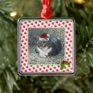 Weihnachtsbaum Druckt FOTO Urlaub Spaß Katze Hund Ornament Aus Metall