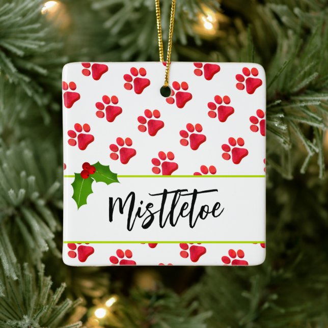 Weihnachtsbaum druckt Red PET NAME Holiday Fun Keramikornament (Baum)