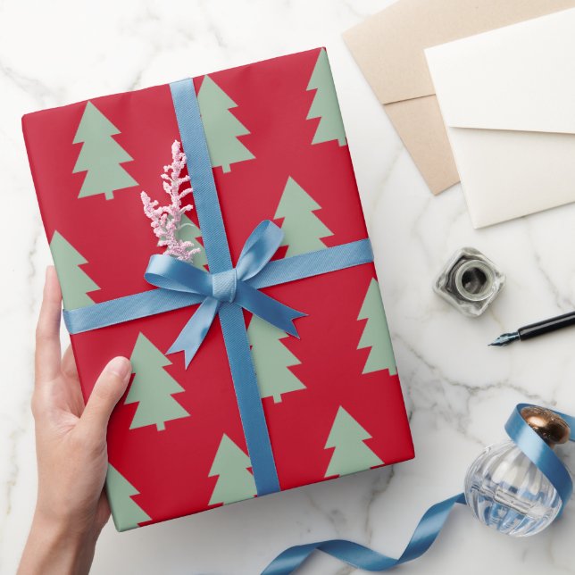 Weihnachtsbaum Dunkelrot Geschenkpapier (Schenken)
