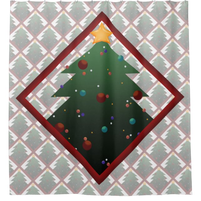 Weihnachtsbaum Duschvorhang (Vorderseite)