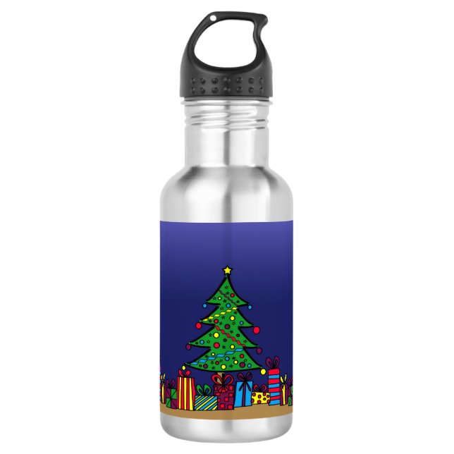 Weihnachtsbaum Edelstahlflasche (Vorderseite)