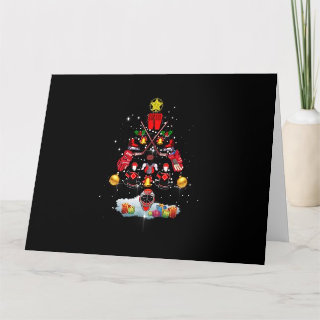 Weihnachtsbaum Eishockey Weihnachtsbaum Weihnachts Karte (Vorderseite)