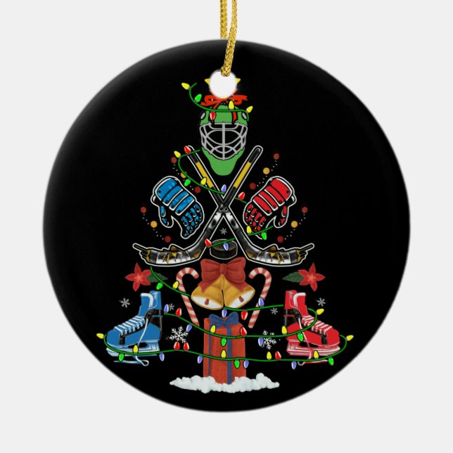 Weihnachtsbaum Eishockey Weihnachtsbaum Weihnachts Keramik Ornament (Vorne)