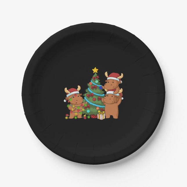 Weihnachtsbaum Elche Geschenke Kinder Weihnachtsso Pappteller (Vorderseite)