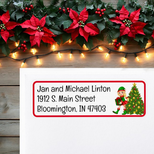 Weihnachtsbaum Elf Custom Return Address Label (Von Creator hochgeladen)