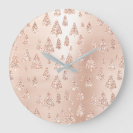 Weihnachtsbaum-erröten rosa Rosen-Gold Girly Große Wanduhr