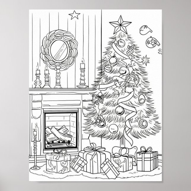 Weihnachtsbaum - Erwachsenenfarben Poster (Vorne)