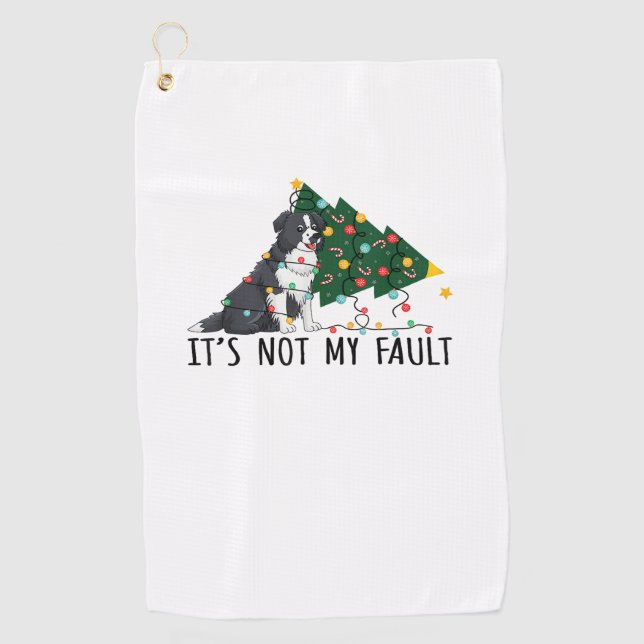 Weihnachtsbaum Es ist nicht mein Fault Border Coll Golfhandtuch (Vorderseite)