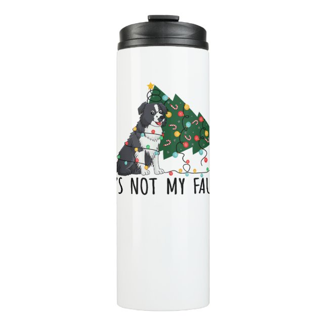 Weihnachtsbaum Es ist nicht mein Fault Border Coll Thermosbecher (Vorderseite)