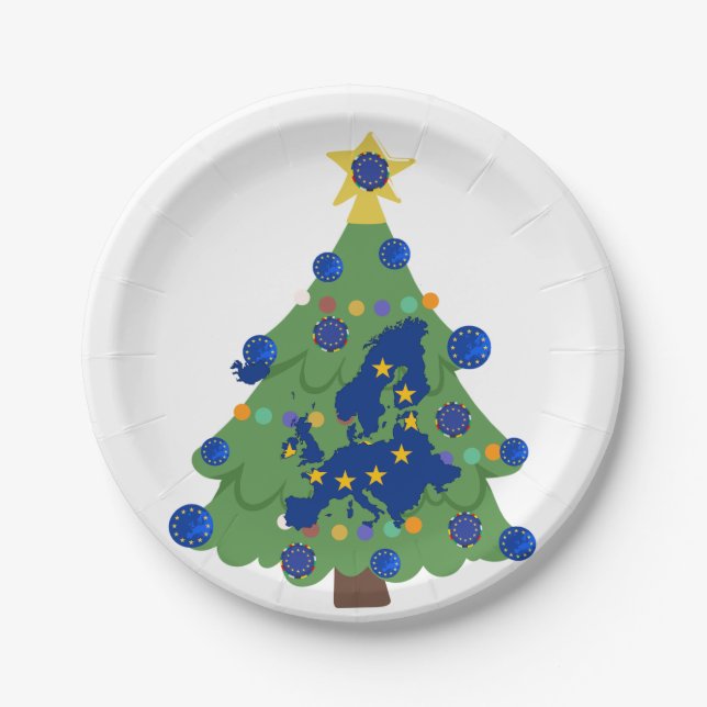 Weihnachtsbaum - Europäische Gewerkschaft | EU Eur Pappteller (Vorderseite)