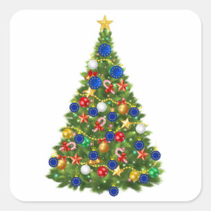 Weihnachtsbaum - Europäische Gewerkschaft   EU Eur Quadratischer Aufkleber
