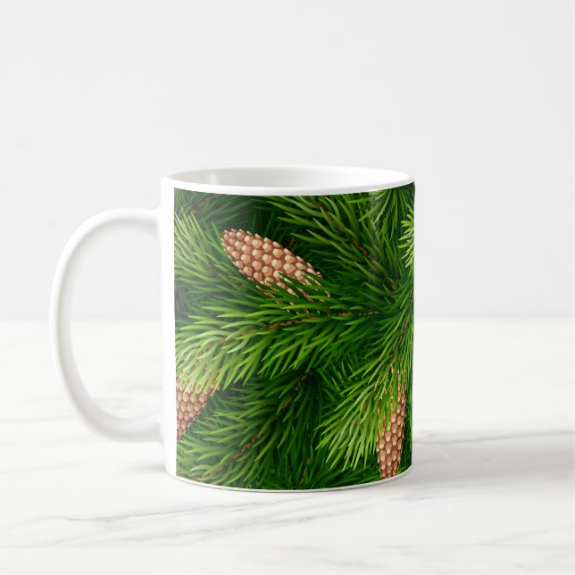 Weihnachtsbaum Evergreen mit Pine Cones Kaffeetasse (Links)