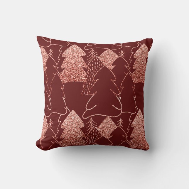 Weihnachtsbaum Extravagant Glitzer Rose Gold Burgu Kissen (Vorderseite)