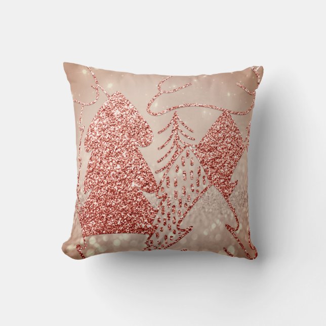 Weihnachtsbaum Extravagante Glitzer Rose Gold Snow Kissen (Vorderseite)