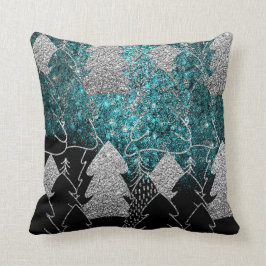 Weihnachtsbaum Extravaganter Glitzer Ocean Blue Bl Kissen