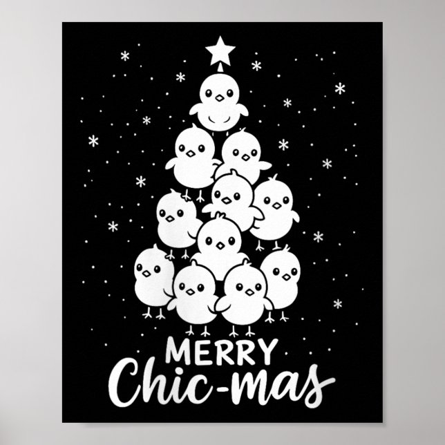 Weihnachtsbaum F für Frauen Merry Chic-mas Niedlic Poster (Vorne)