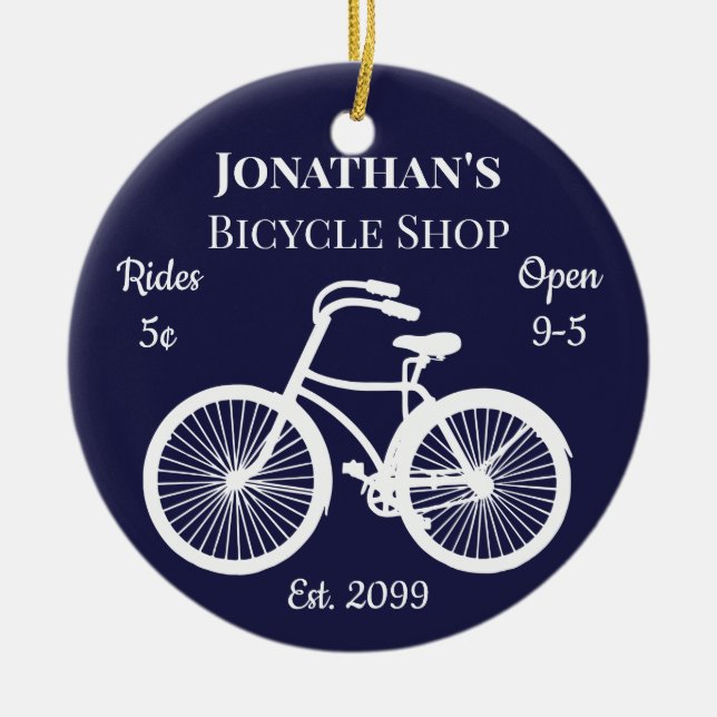 Weihnachtsbaum Fahrradverleih 5 km Keramik Ornament (Vorne)