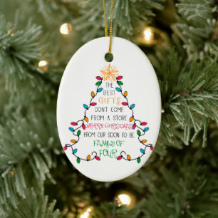 Weihnachtsbaum Familie 4 Schwangerschaft Ankündig Keramik Ornament