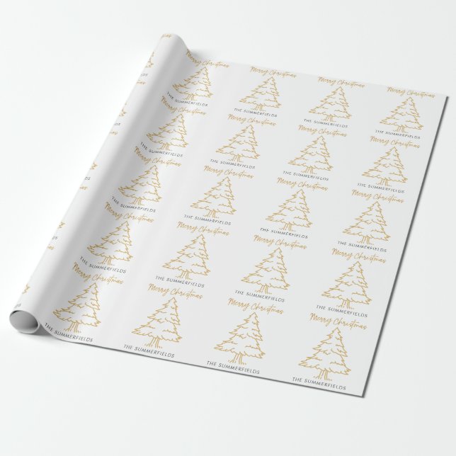 Weihnachtsbaum Familie Name Skript Urlaub Geschenkpapier (Ungerollt)