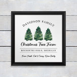 Weihnachtsbaum-Familienferien Poster<br><div class="desc">Das Kunsthandwerksposter in den Farben Grün, Holzkohle, Grau und Weiß wird von der Weihnachtsbaumfarm nach Maß gedruckt. Das moderne rustikale Typografie-Design mit 3 frisch geschnittenen, grünen Weihnachtsbäumen. Personalisieren Sie Ihre Daten mit Ihrem Familiennamen, Ihrem Standort und anderen benutzerdefinierten Text. Rahmen und Darstellung in Ihrer Zuhause als ein einzigartiger personalisierter Akzent...</div>