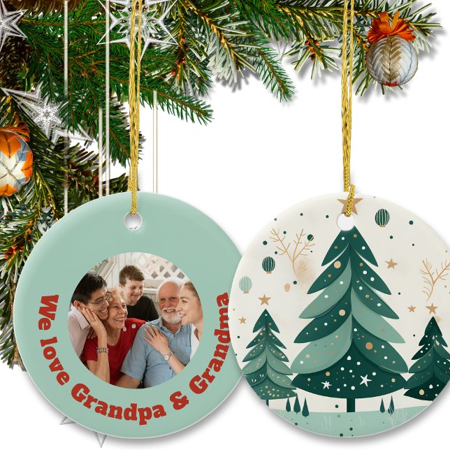 Weihnachtsbaum Familienname & Foto Keramik Ornament (Von Creator hochgeladen)