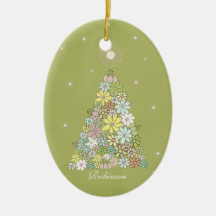 Weihnachtsbaum-Familienname-Verzierungs-Andenken Keramikornament