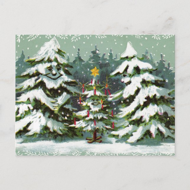 Weihnachtsbaum Familienpostkarte Feiertagspostkarte (Vorderseite)