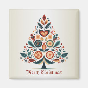 Weihnachtsbaum Farbige Skandinavien Volkskunst Magnet