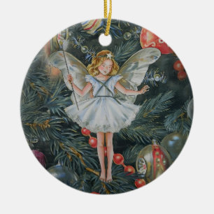 Weihnachtsbaum Fee Ornament, Personalisiert Keramik Ornament