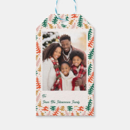 Weihnachtsbaum-Feiertags-Fotokarte im Retro-Stil Geschenkanhänger