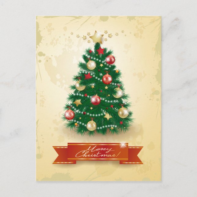 Weihnachtsbaum Feiertagspostkarte (Vorderseite)