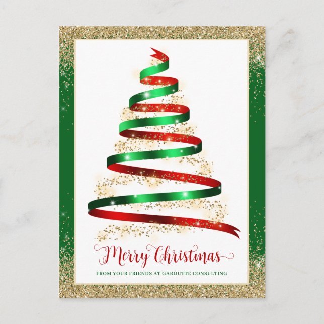 Weihnachtsbaum Firmenlogo von Ribbon Postkarte (Vorderseite)