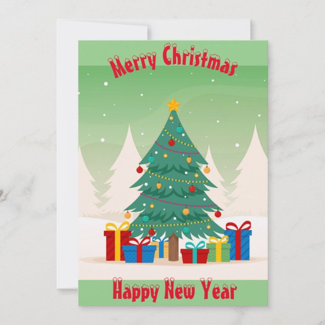 Weihnachtsbaum-Flat-Urlaubskarte Feiertagskarte (Vorderseite)