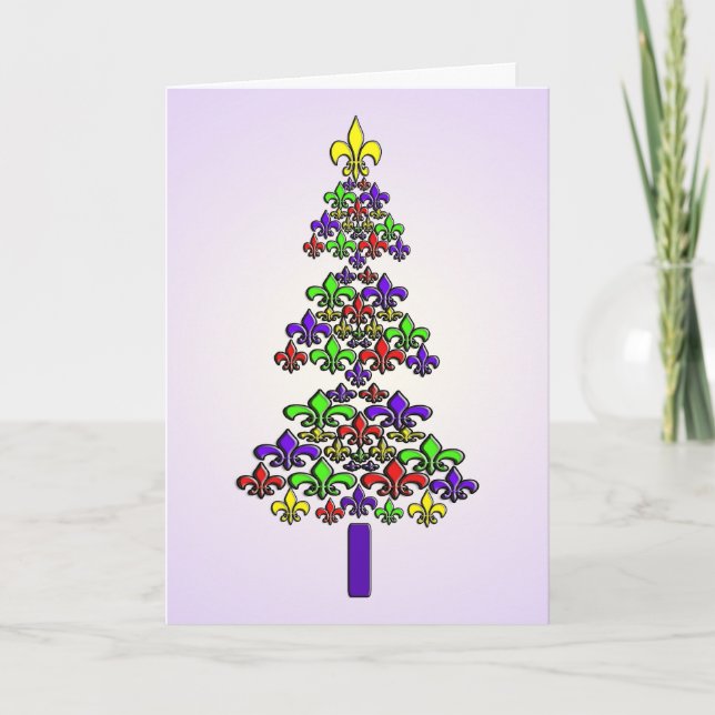Weihnachtsbaum Fleur de Lys Feiertagskarte (Vorderseite)