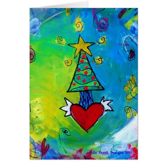 Weihnachtsbaum-Fliegen-Herz Karte