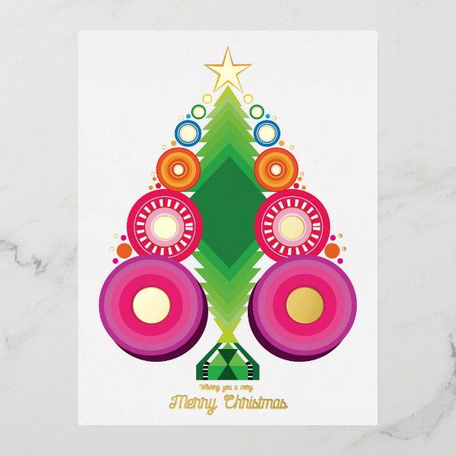 Weihnachtsbaum Foil Gold Postkarte (Vorderseite)
