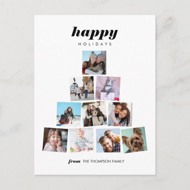 Weihnachtsbaum-Foto Collage Holiday Postkarte (Vorderseite)