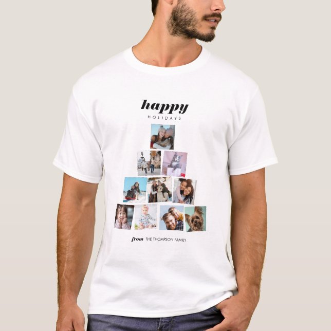 Weihnachtsbaum-Foto Collage Holiday T-Shirt (Vorderseite)
