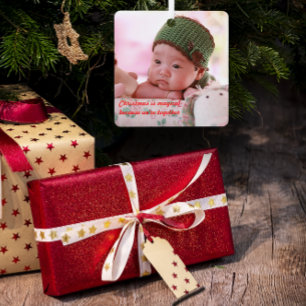 Weihnachtsbaum Foto Metal Square Ornament Aus Metall