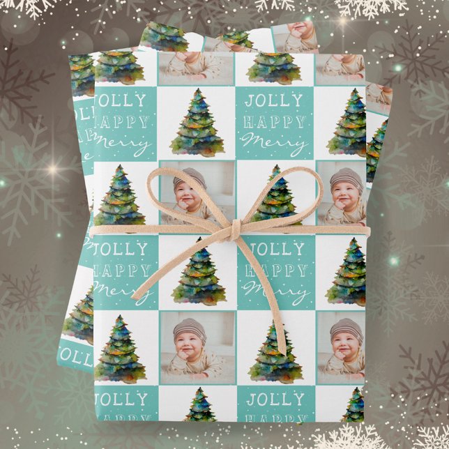 Weihnachtsbaum Foto Urlaubsmuster Geschenkpapier Set (Von Creator hochgeladen)
