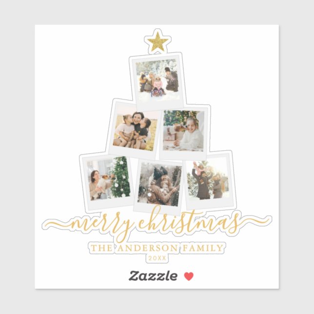 Weihnachtsbaum-FotoCollage Aufkleber (Blatt)