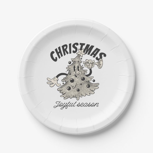 Weihnachtsbaum frohe Jahreszeit Pappteller (Vorderseite)